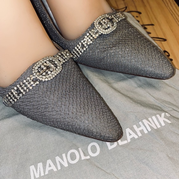 Manolo Blahnik Rhinestone Studded Heels - Picture 10 of 12